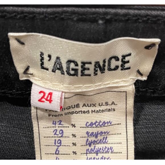 L'AGENCE Distressed Mid-Rise Skinny Leg Pockets Black Jeans - Picture 2 of 5